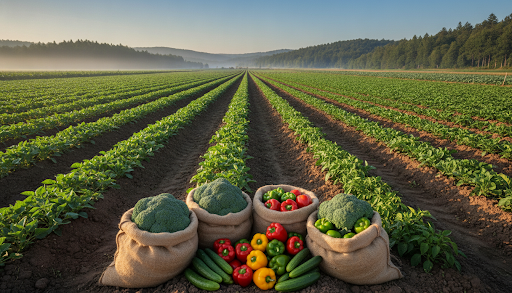 Farm field with fresh vegetables